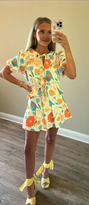 Floral Skirt Set Yellow thumbnail 1