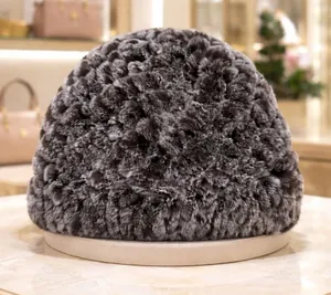 Unbranded Reversible Knit Beanie Faux Rabbit‎ Fur Hat in Chocolate Brown Cozy thumbnail 1