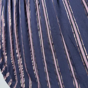 Anthropologie‎ Women Cotton Cameron Tie Sleeve Blouse XS Navy Gold Striped Top thumbnail 3