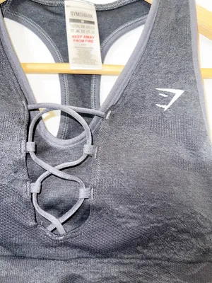 Gymshark adapt black/onyx gray camo lace up front seamless racerback sports bra thumbnail 3