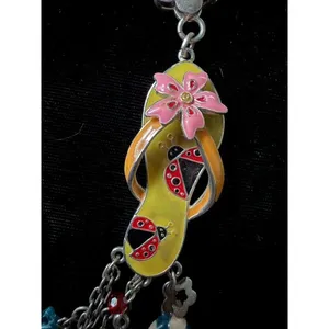Flip-Flop Beach Keychain Purse Charm, Enamel, 5" thumbnail 3