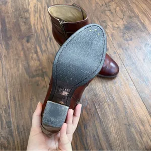 Frye • Patty Riding Bootie brown leather Redwood ankle boot heeled strap buckle thumbnail 14