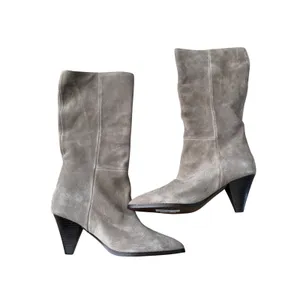 Nine West Ceynote Grey Suede Knee High Cone Heel‎ Pointed Toe Boots Womens 8M thumbnail 3