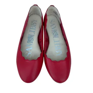 Sam & Libby Womens Scalloped Ballet Flats Red Round Toe Slip On Shoes Size 9.5 thumbnail 6