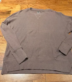 Mono B Women’s Crewneck Waffle Knit Sweater - Mauve Brown S/M Farmcore thumbnail 1