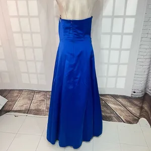 David's Bridal Royal Blue Strapless Side Ruched Bridesmaid Gown Dress Size 10 thumbnail 7