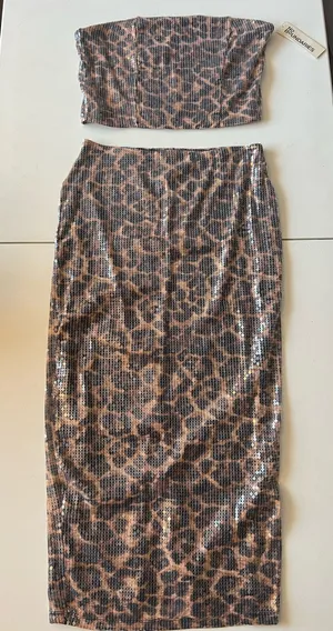 No Boundaries Snake Print Sequin Skirt Set thumbnail 1
