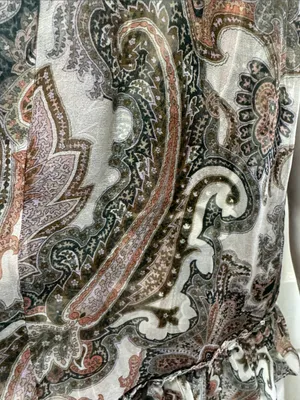 Veronica Beard 100% Silk Paisley Halter Tank - Green, Cream, Coral Size 8 thumbnail 10