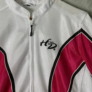 Harley‎ Davidson Y2K Vintage Biker Jacket Pink White Moto Baddie Zip Up Large thumbnail 6