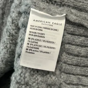 American Eagle Gray Mixed Cable Knit Mock Neck Sweater Womens XS Oversized thumbnail 6