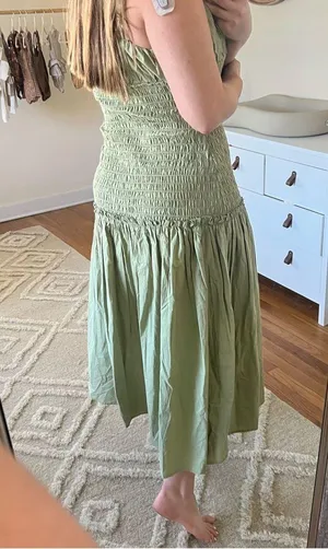 Asos green ruched maxi sun dress thumbnail 4