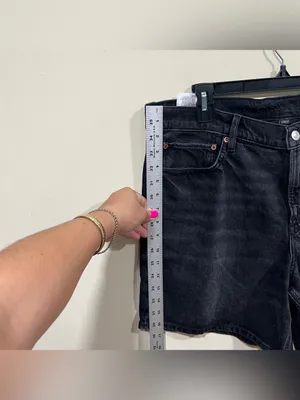 American Eagle black denim shorts classic five-pocket relaxed fit plus size 14 thumbnail 3