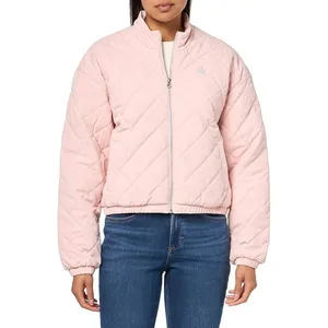 Adidas Womens Quilted Bomber Jacket Pink Full Zip Diamond Quilt IM5566‎ Size M thumbnail 2