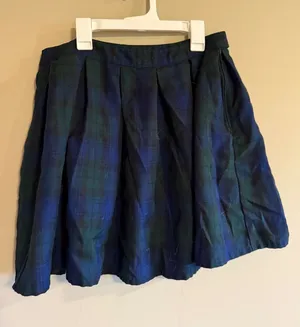 Hot Topic Black Watch Plaid Pleated Mini Skirt Green Blue Gothic Schoolgirl LG thumbnail 1