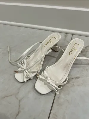 Lulus Rezzy White Bow Ankle Strap High Heel Sandals Size 8 US thumbnail 2