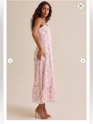 NWT Altar'd State Pink Floral Square-Neck Maxi Dress with Side Slit thumbnail 4