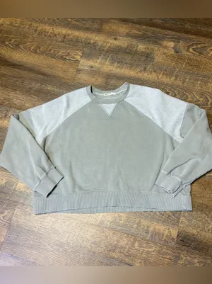 Marine Layer Cloud 9 Cropped Pullover Sweatshirt Women's Medium Shadow Green thumbnail 3