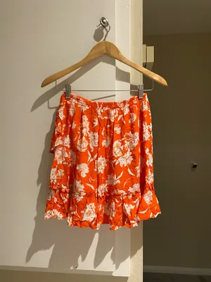Free people floral summer set, tie back cami top and mini ruffle skirt,XS thumbnail 8