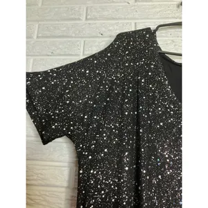 Huskary Maxi Dress Womens‎ XXL Black Excellent Glitter Galaxy V-Neck Side Slit thumbnail 3