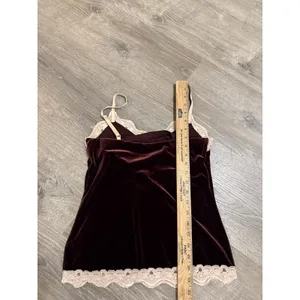 NY& Co. Authentic Y2K Brown Velvet Lace Camisole Babydoll Grunge Goth USA Size M thumbnail 4