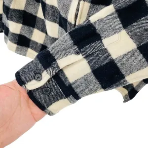 Ralph Lauren Womens L Buffalo‎ Plaid Shacket Black and Ivory Full Zip 100% Wool thumbnail 3