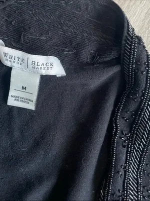 White House Black Market Black Beaded V-Neck Sleeveless Top thumbnail 2