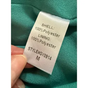 Do + Be Bow Tie Dress Teal Green Satin Mutton Sleeve Midi M thumbnail 10