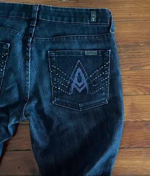7 For All Mankind Jean Size 28 A Pocket Flare Cross Stitch thumbnail 8