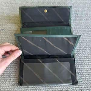 Vintage Amity Olive Green Leather Wallet Clutch Purse thumbnail 5