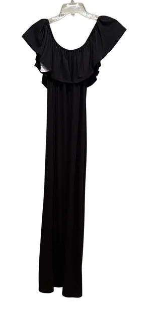 24seven Ruffle Off Shoulder Maxi Dress Black Women’s Size Large Stretch thumbnail 1