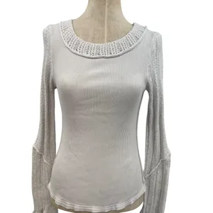 Free People Cuffing Season Top‎ Round-Neck Long-Sleeve Top White Size Medium thumbnail 5