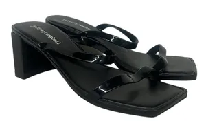Jeffrey Campbell sz7 black strappy open toe heels block heel jelly jamm 3 shoe thumbnail 1