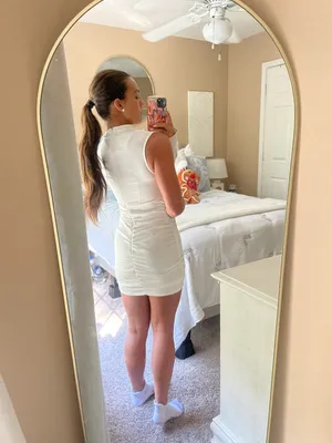 Single Sleeve White Dress thumbnail 8