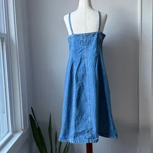 Revolt Vintage Blue Denim Button-Front Dress Knee Length Summer Western Classic thumbnail 3