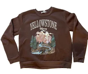 Balanced Motion Sweatshirt unisex XL Brown Yellowstone Wyoming Graphic Crewneck thumbnail 1