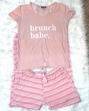 Charlotte Russe Light Pink Stripe Print Pajama Set thumbnail 1