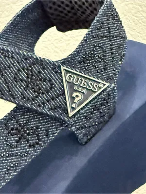 GUESS Dawsin Denim Rhinestone Embellished Straps EVA Soles Wedge Sandals Size 6 thumbnail 3