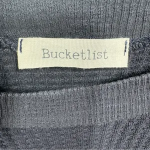 BUCKETLIST Navy Blue Waffle Knit Raw Edge Flutter Sleeve Slouchy Cropped Top NEW thumbnail 12