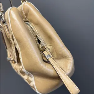 Coach 25638 Madison Madeline White and Gold Canvas Shoulder Bag thumbnail 7
