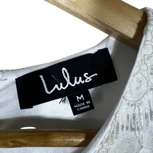 Lulus Mini Graduation Dress Floral Lace Shift White Bridal Elegant Size M thumbnail 4