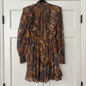 Ulla Johnson Vienne Bird of Paradise Mini Dress in Amber Size 2 Ruffle High Neck thumbnail 11