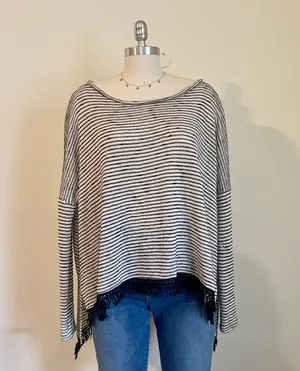 Striped Knitted Fringe Top thumbnail 1