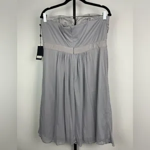 Adrianna Papell Gray Jeweled Waistband Strapless Flowy‎ Chiffon Mini Dress thumbnail 9