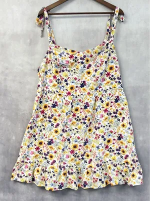 Old Navy Women Floral Cami Dress Size 2X Sleeveless Tie Strap Ruffle Hem Cottage thumbnail 1