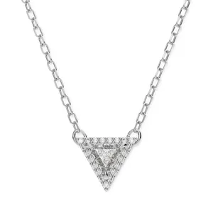 Swarovski Stilla Triangle Everyday White Rhodium Plated Punk Necklace NWB thumbnail 4