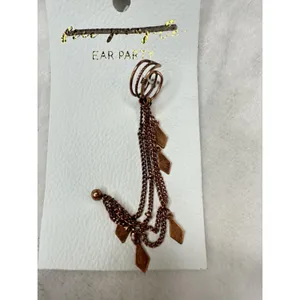 Free People Ear Party Earrings Rose Gold Tone Chains Dangle Geometric Charm New thumbnail 2