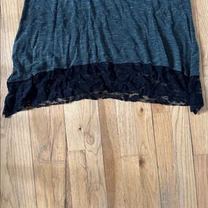 vocal USA charcoal gray knit black short sleeve tunic lace studded bling large thumbnail 5