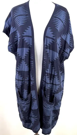 Pendleton Black & Blue Southwestern Aztec Open Cardigan Sweater Size XS - Small thumbnail 1