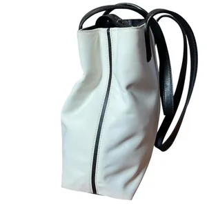 Coach Tote Bag Womens Medium White Canvas Black Leather Shoulder Purse L3J-7441 thumbnail 2