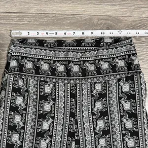 Womens Elephant Print Bell Bottom Pants Black White Boho Flare‎ Leg Stretchy XL thumbnail 6